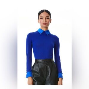 Alice + Olivia Porla Collared Royal Blue Sweater